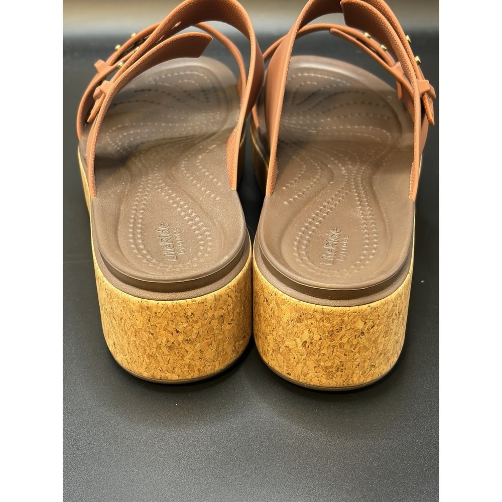 Crocs Brooklyn Cork Strappy Buckle Literide Beach VacayBrown/Rust Women's Size 8 - Picture 4 of 9